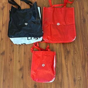 Lululemon lot of 3 piece tote shopping bags black red white large large small